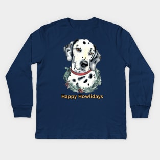 Happy Howlidays Dalmation Kids Long Sleeve T-Shirt